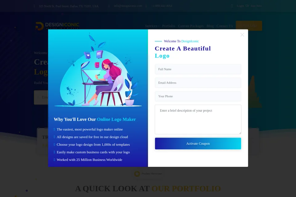 Aperçu de la landing page