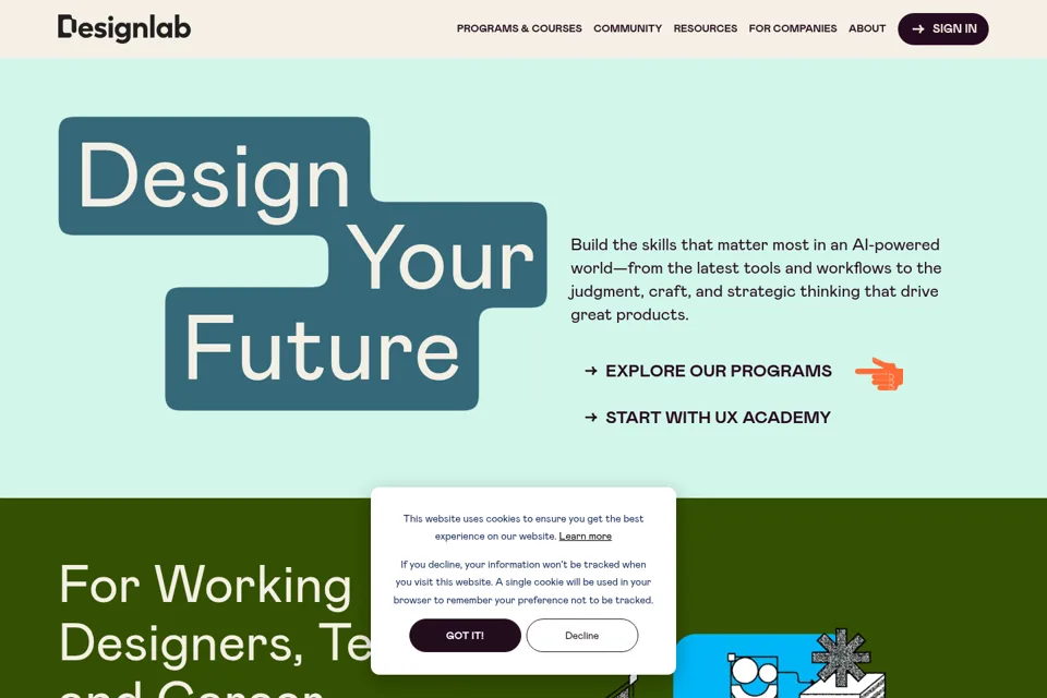 Aperçu de la landing page