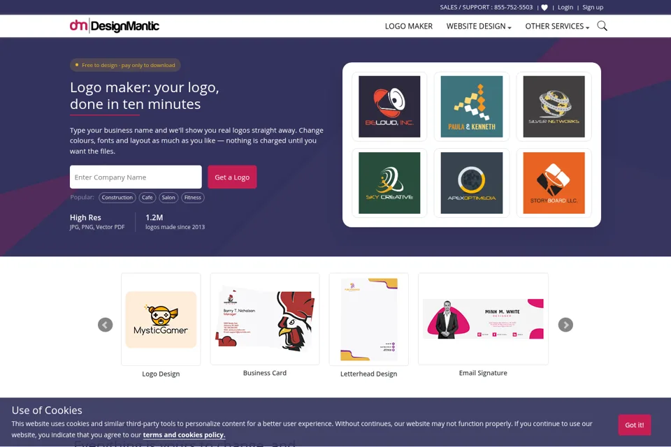Aperçu de la landing page