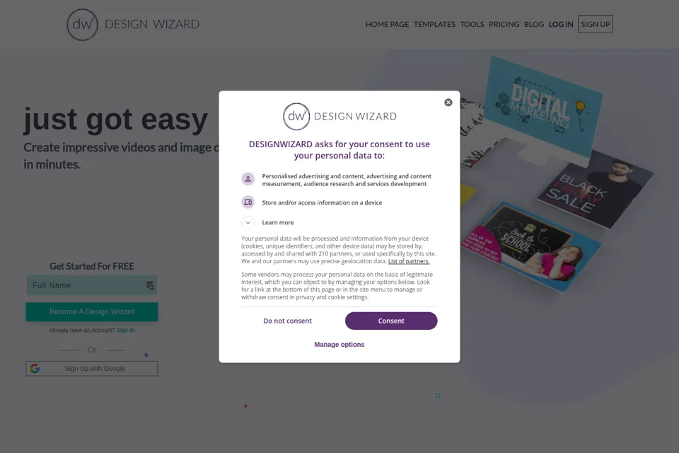 Landing page preview