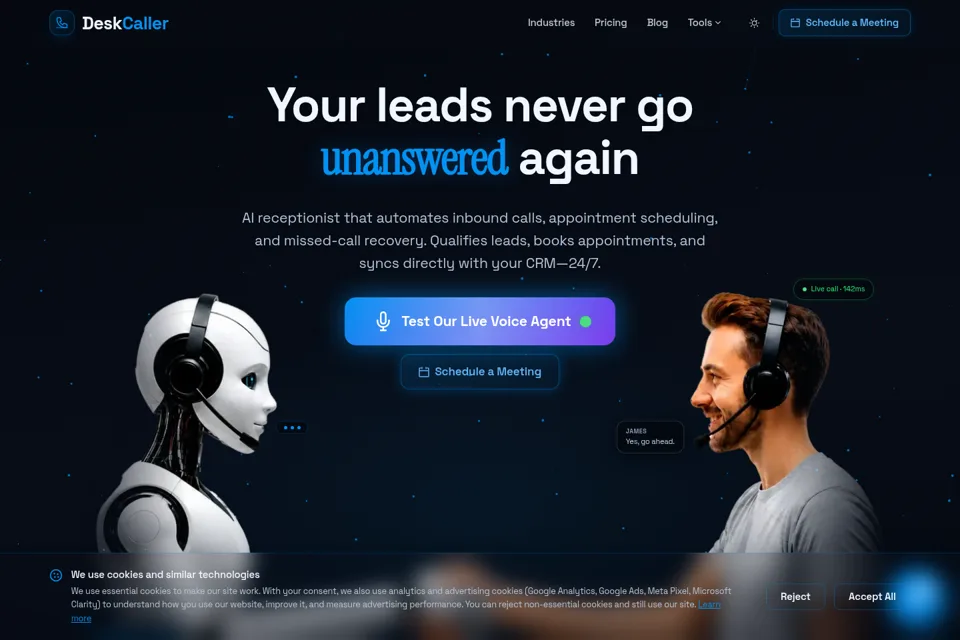 Aperçu de la landing page