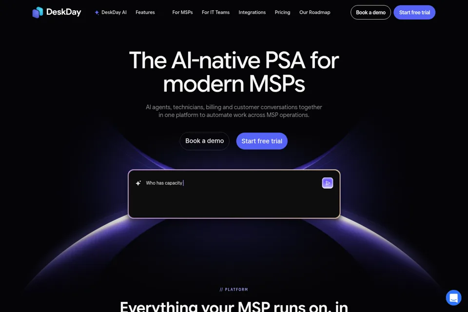 Aperçu de la landing page