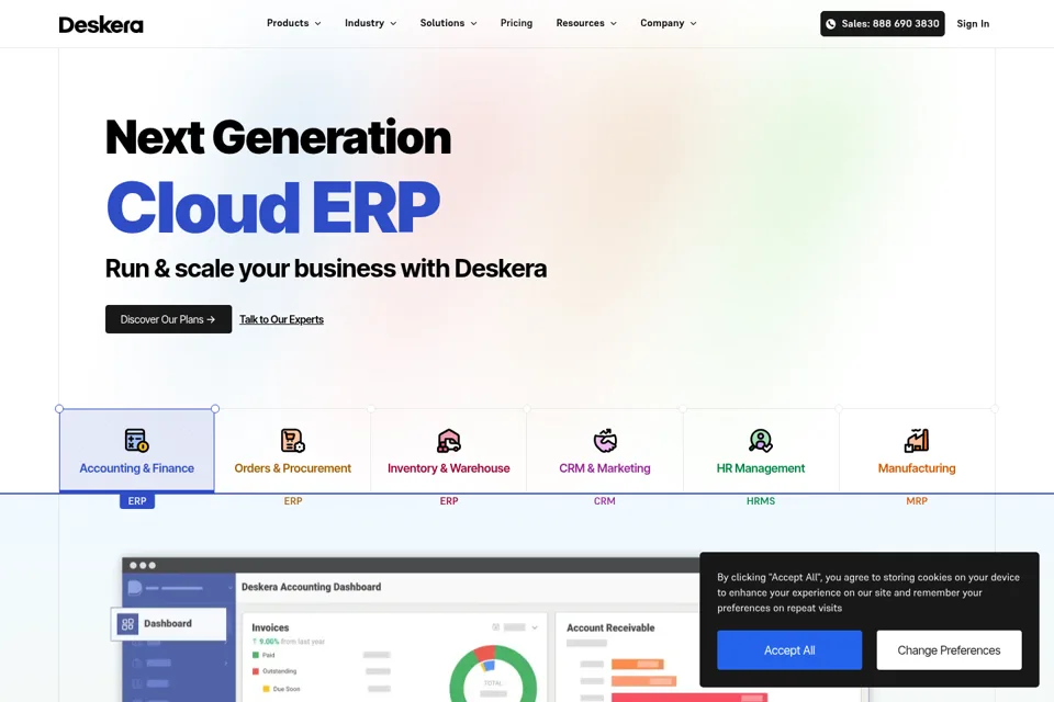 Aperçu de la landing page