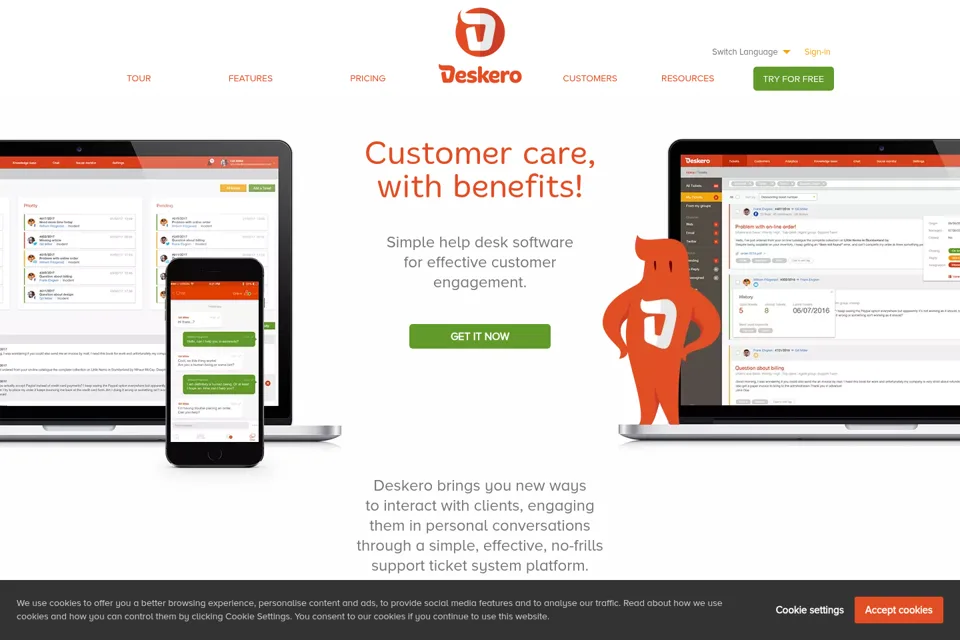 Aperçu de la landing page