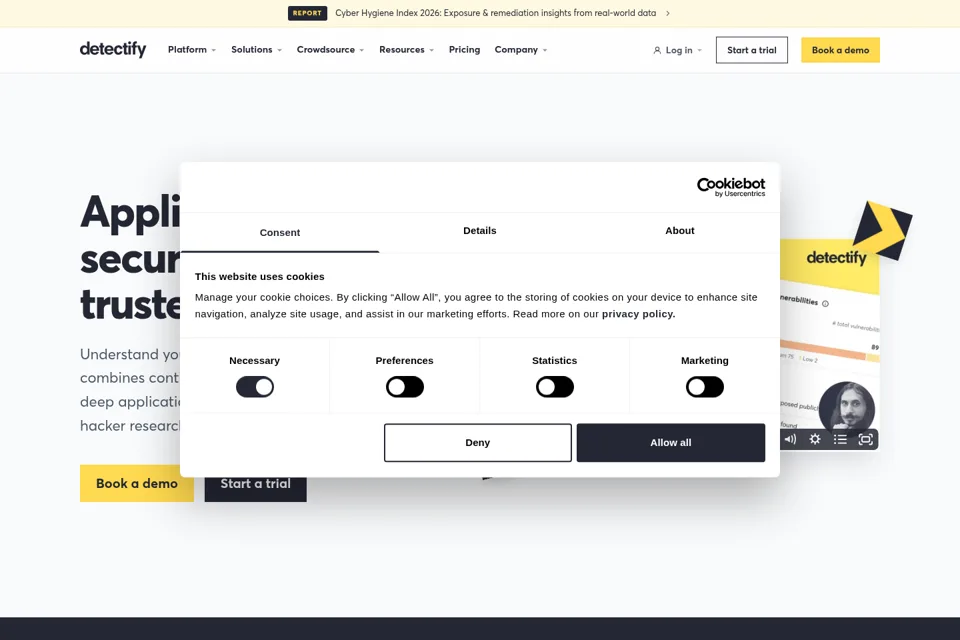 Aperçu de la landing page