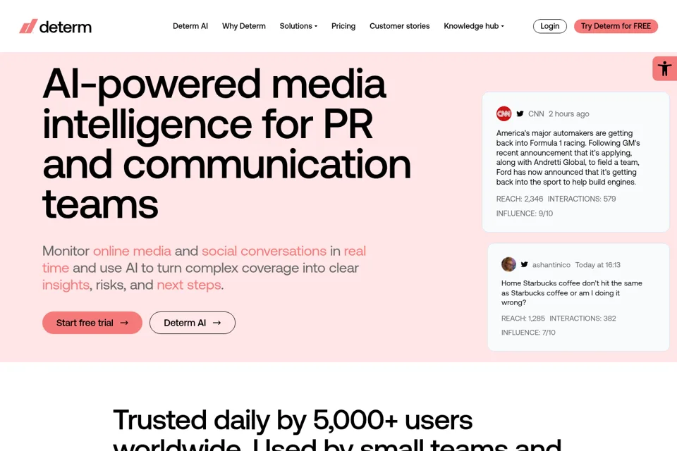 Aperçu de la landing page