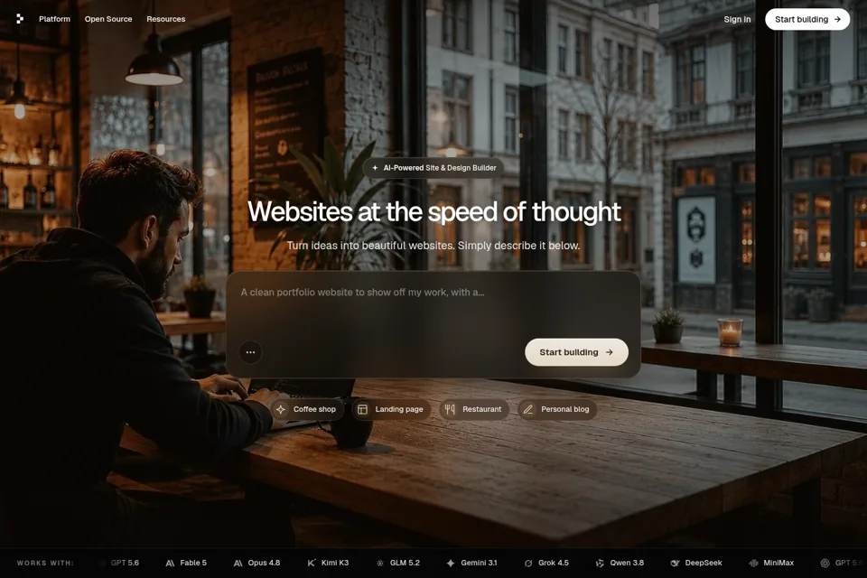 Aperçu de la landing page