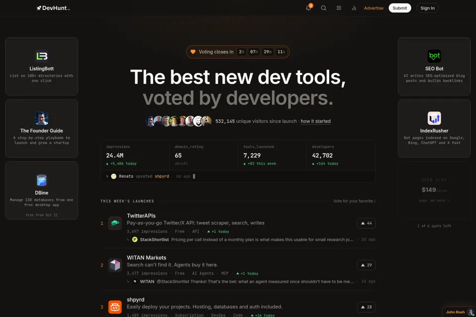 Aperçu de la landing page