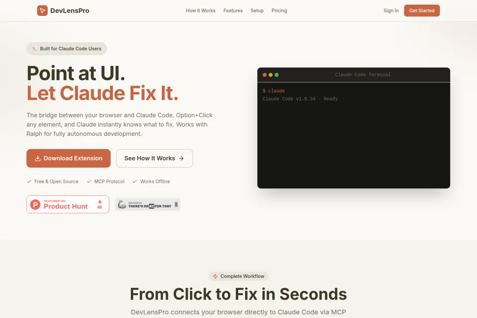 Aperçu de la landing page