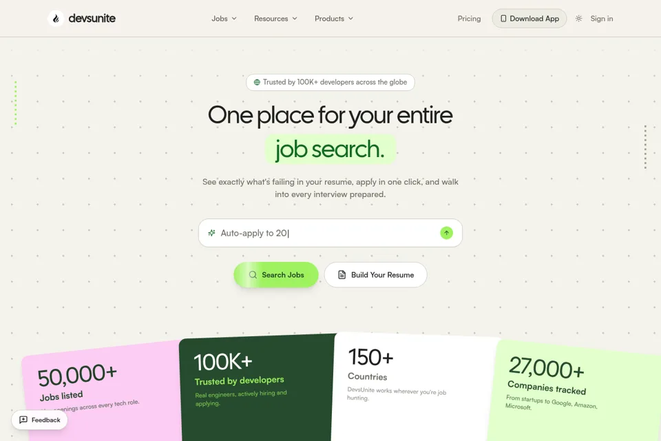 Aperçu de la landing page
