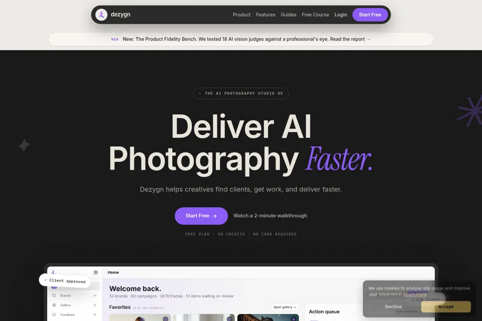 Aperçu de la landing page