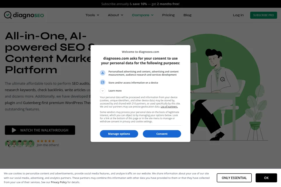 Aperçu de la landing page