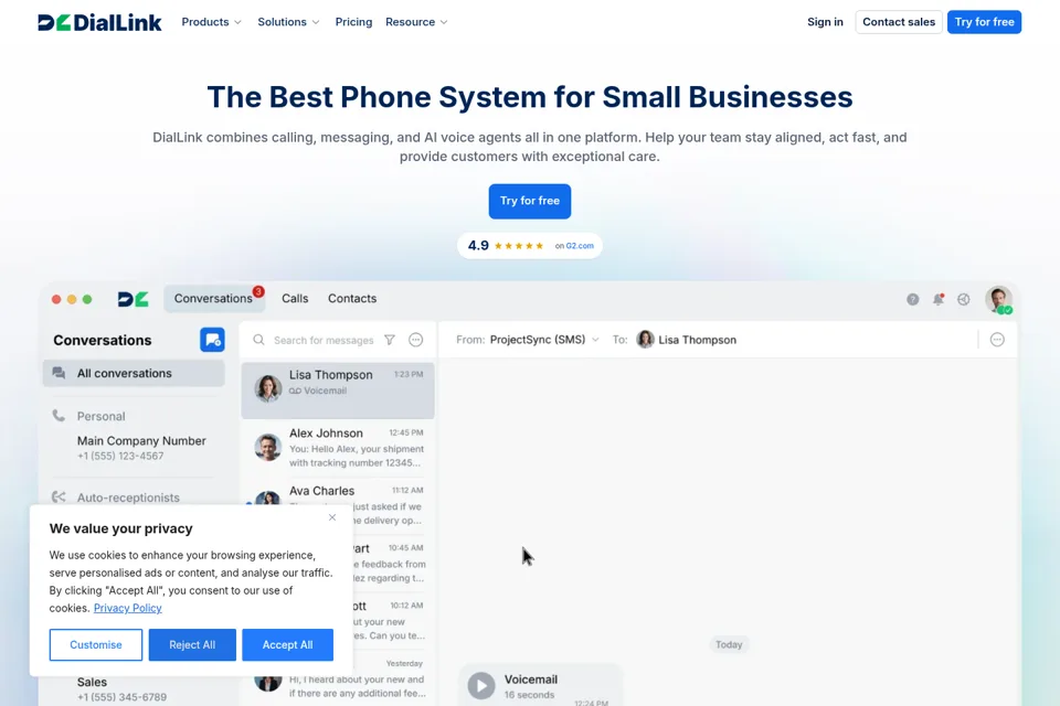 Aperçu de la landing page