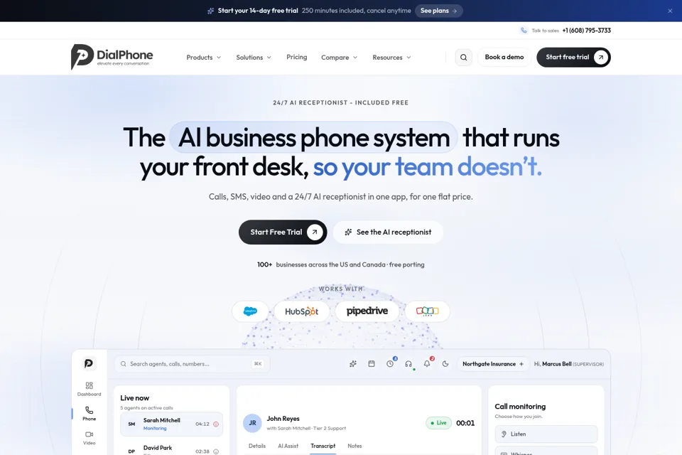 Aperçu de la landing page