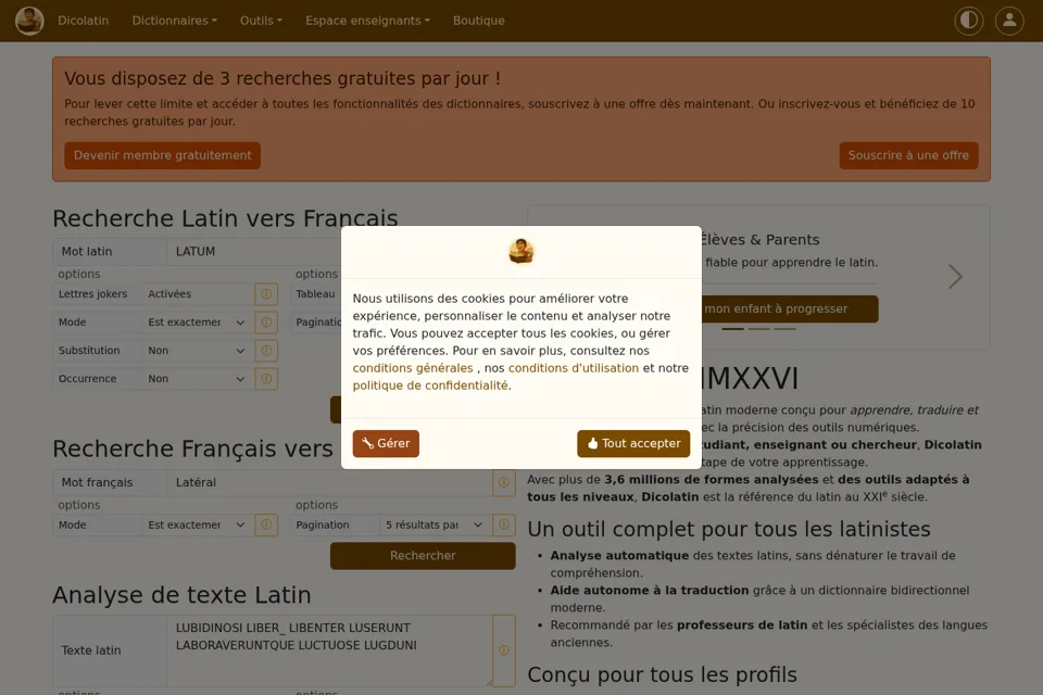 Aperçu de la landing page