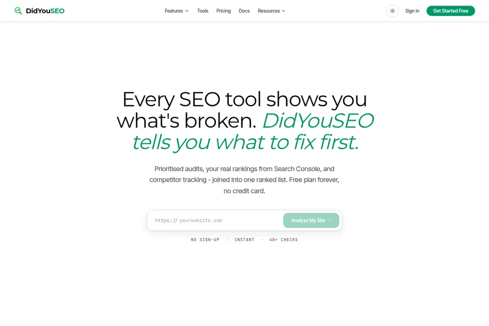 Aperçu de la landing page
