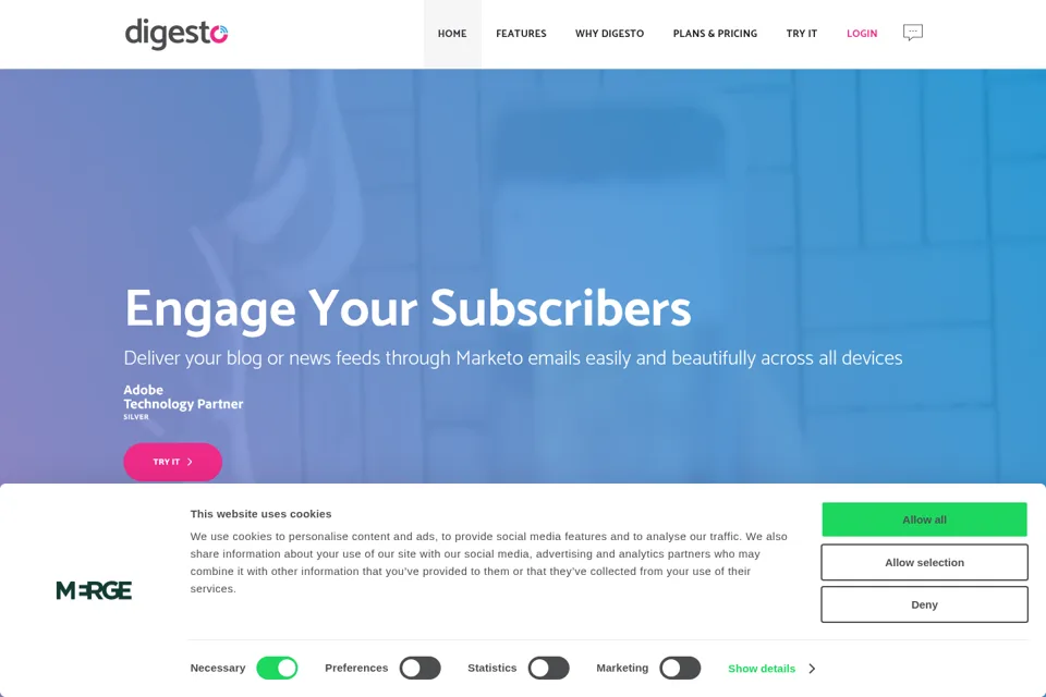 Aperçu de la landing page