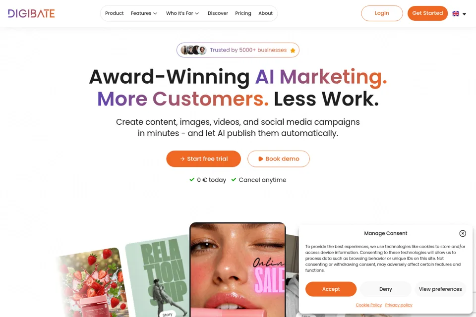 Aperçu de la landing page