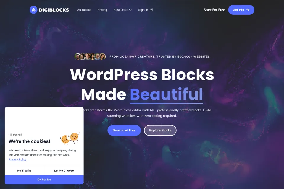 Aperçu de la landing page