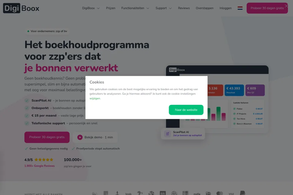 Aperçu de la landing page