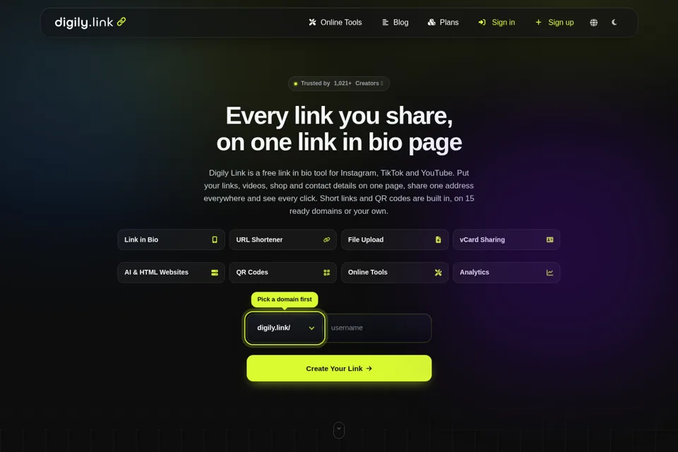 Aperçu de la landing page