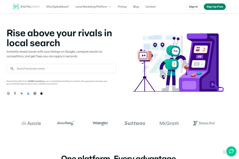 Aperçu de la landing page