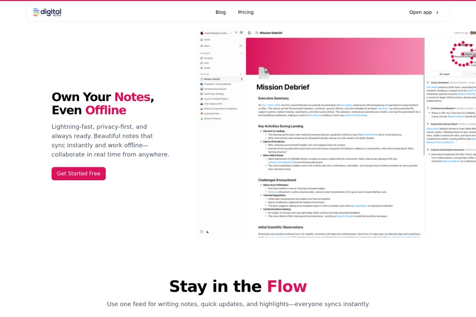 Aperçu de la landing page
