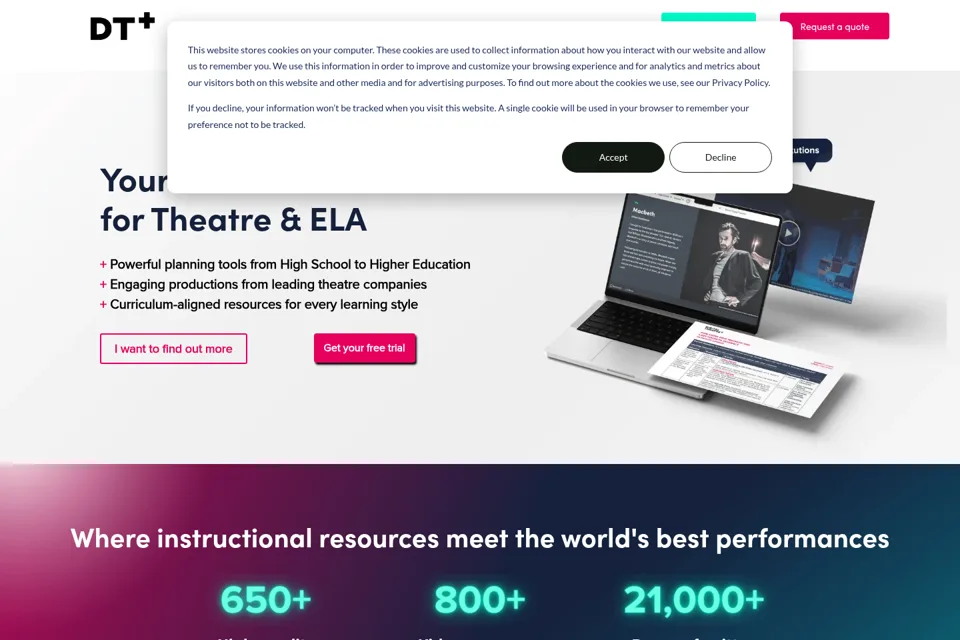 Aperçu de la landing page