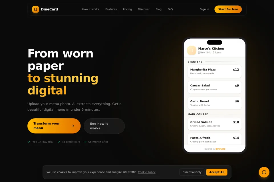Aperçu de la landing page