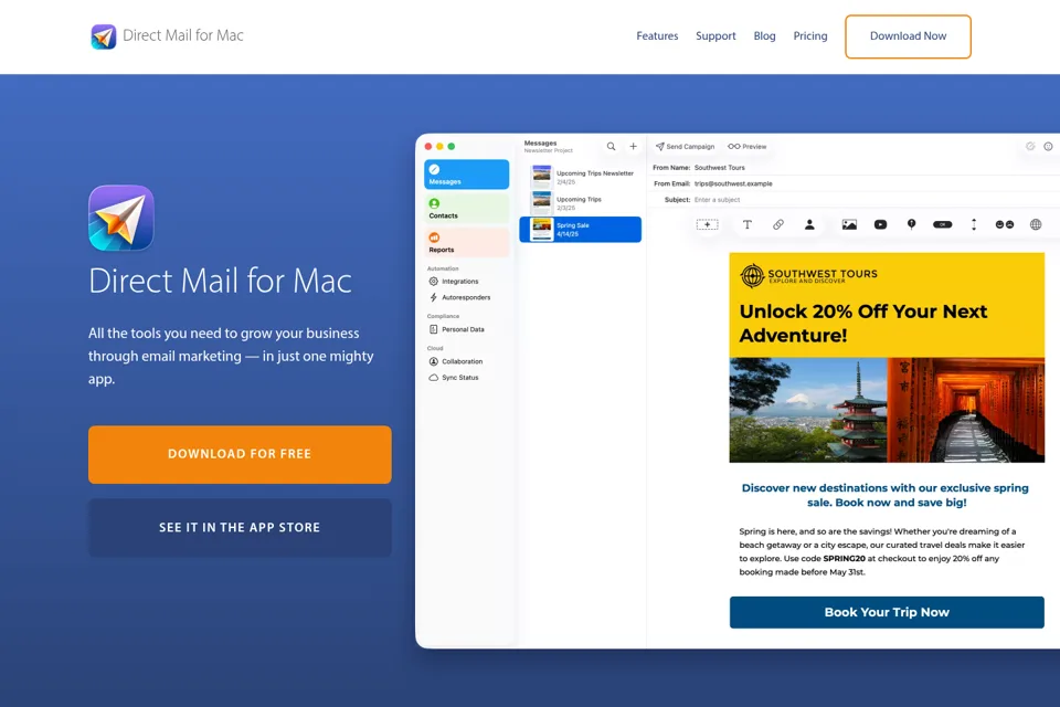 Aperçu de la landing page