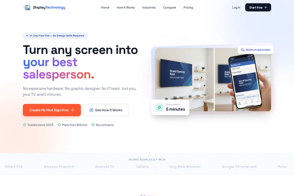 Aperçu de la landing page