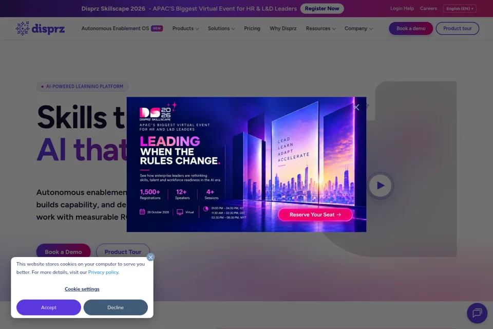 Aperçu de la landing page