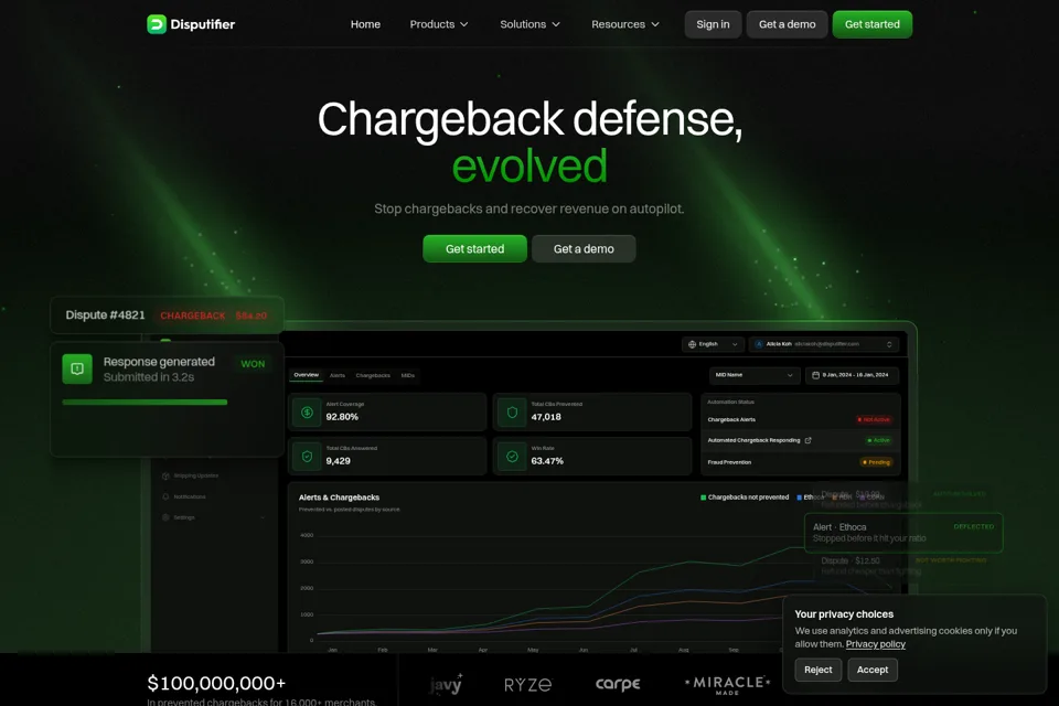 Aperçu de la landing page
