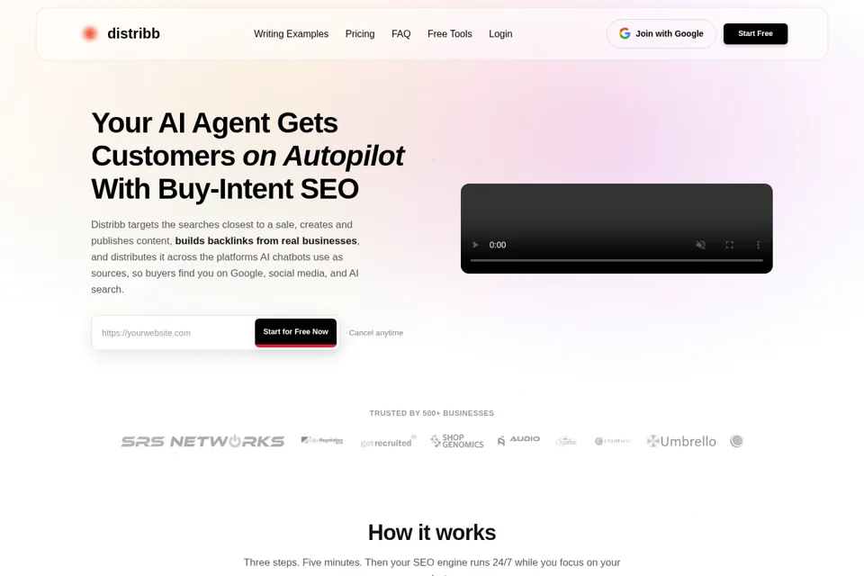 Aperçu de la landing page