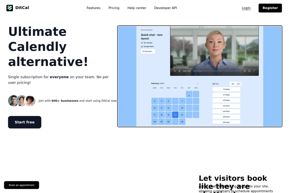 Aperçu de la landing page