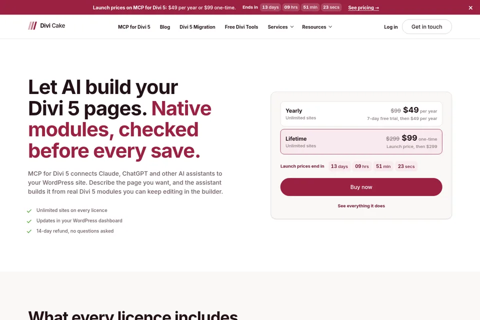 Aperçu de la landing page