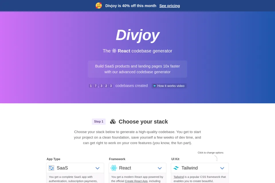 Aperçu de la landing page
