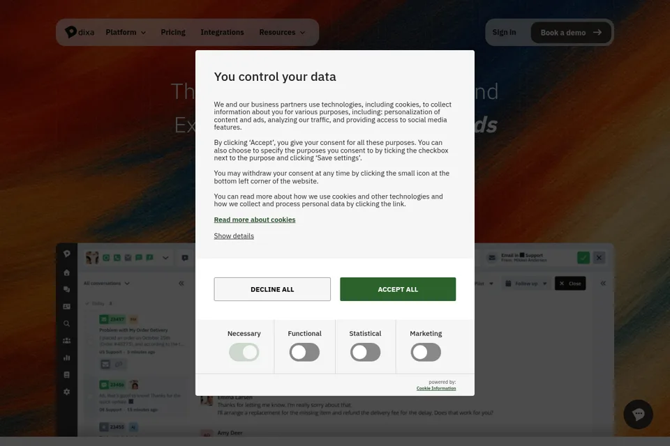 Aperçu de la landing page