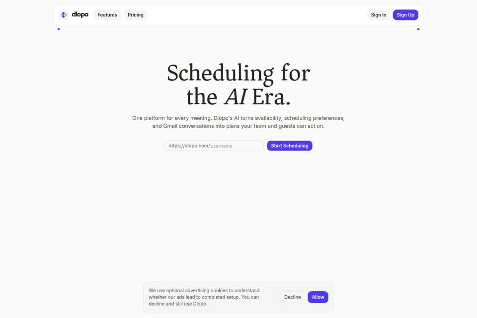 Aperçu de la landing page