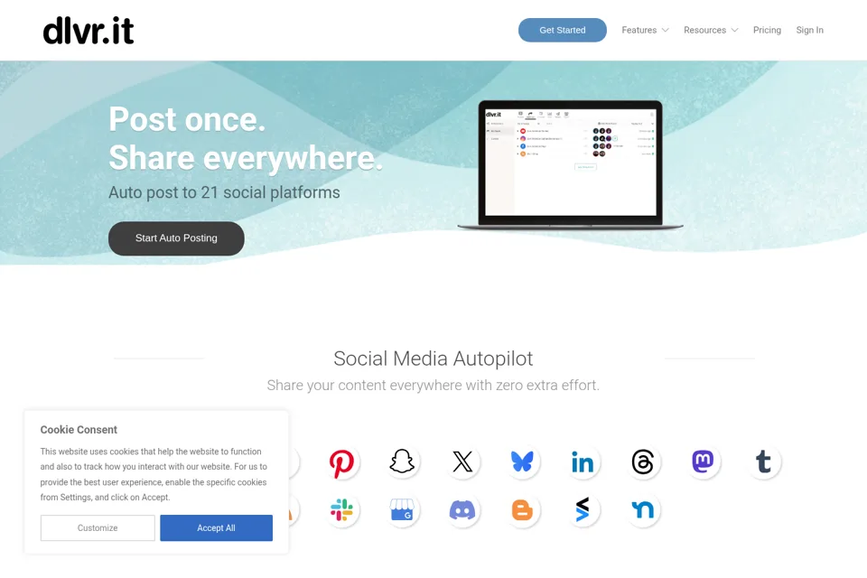 Aperçu de la landing page