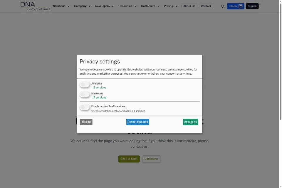 Aperçu de la landing page