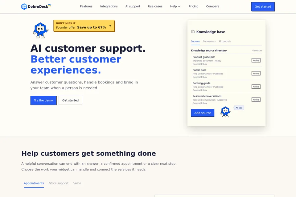 Aperçu de la landing page