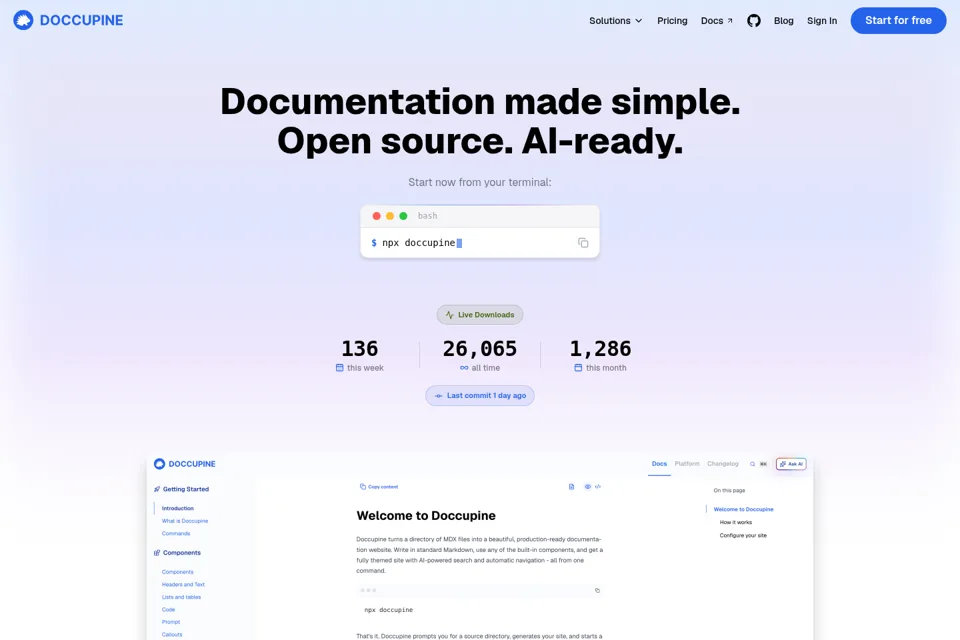 Aperçu de la landing page