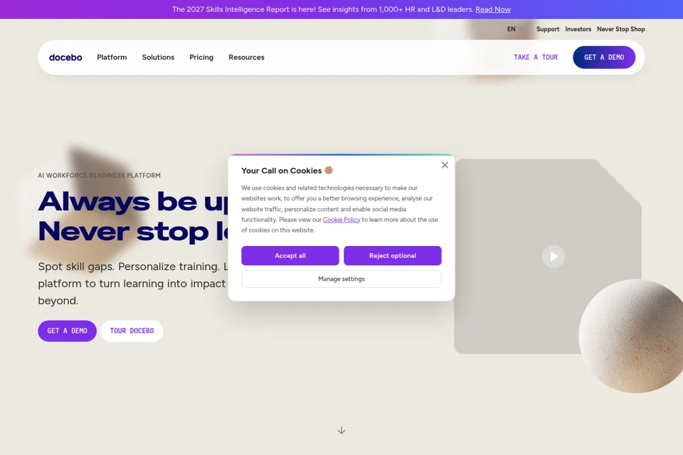 Aperçu de la landing page