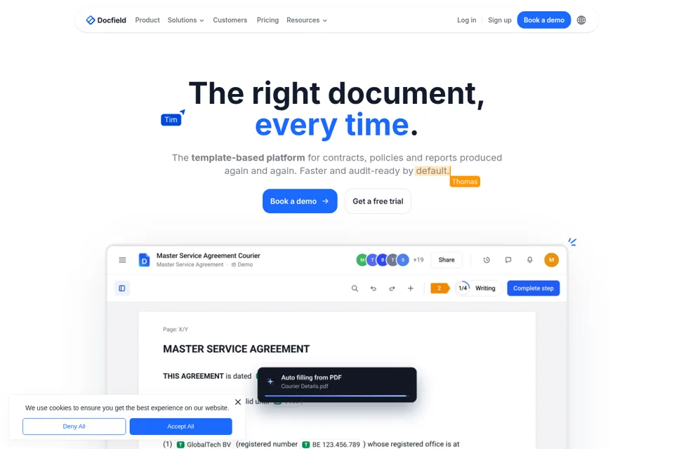 Aperçu de la landing page