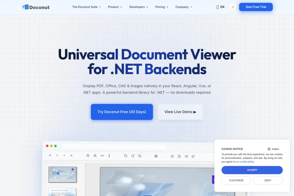 Aperçu de la landing page