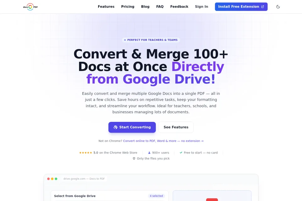 Aperçu de la landing page