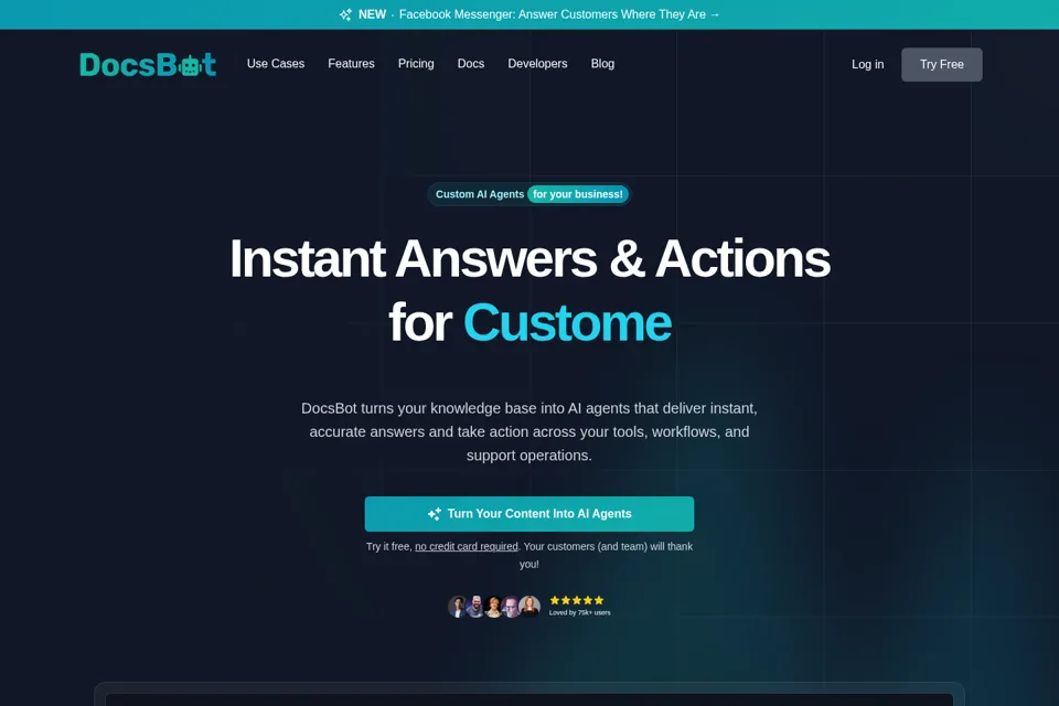 Aperçu de la landing page
