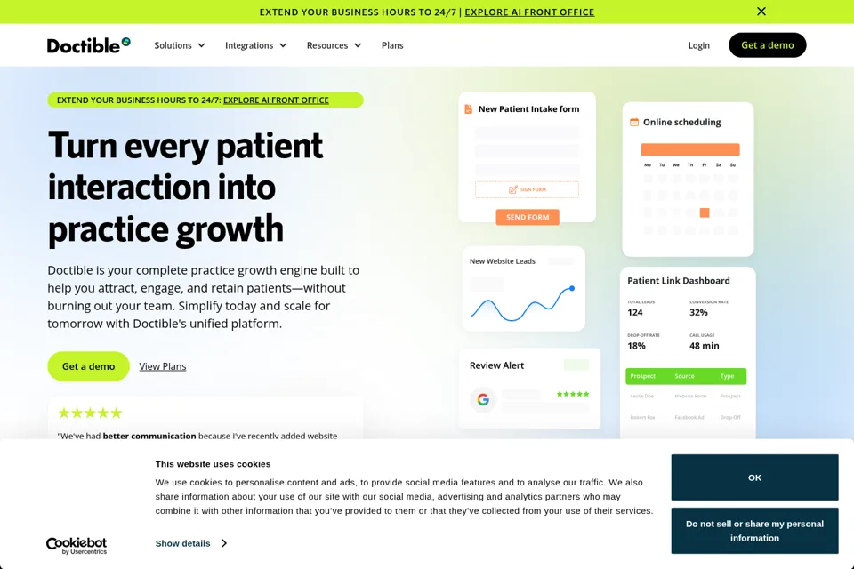 Aperçu de la landing page