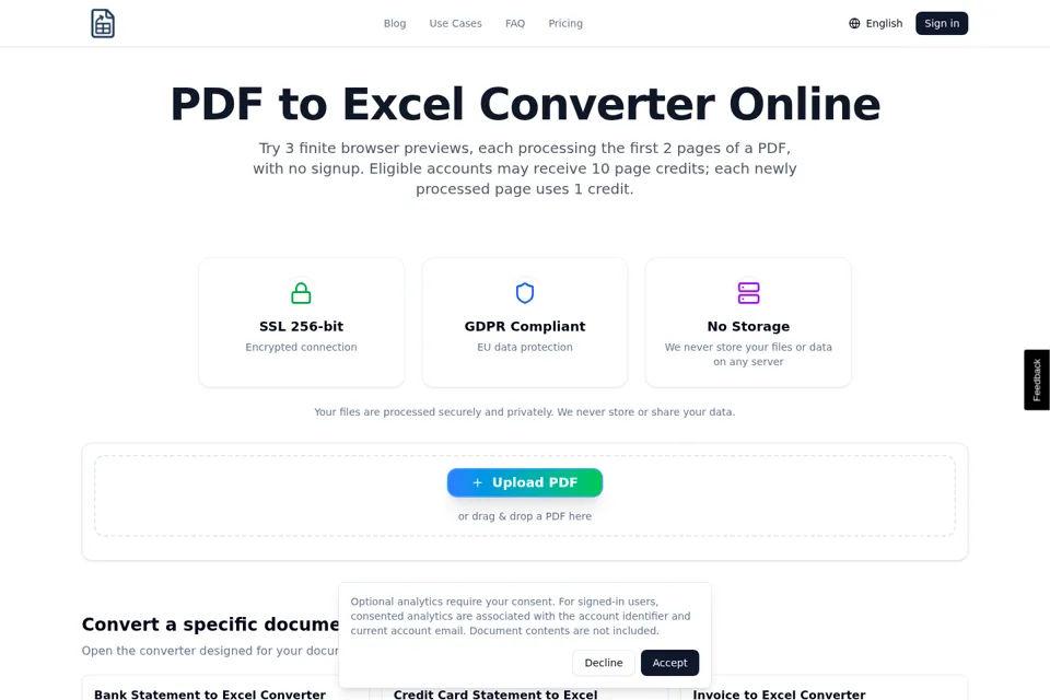 Aperçu de la landing page